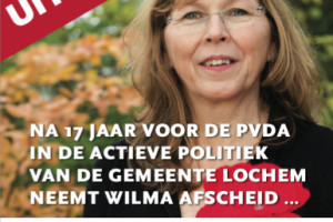 Na 17 jaar, voor de PvdA in de actieve politiek van de gemeente Lochem, neemt Wilma Heesen afscheid…